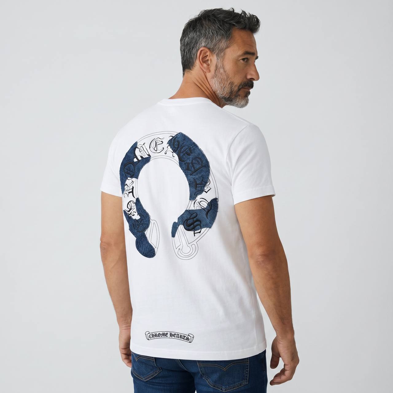 Chrome Hearts Denim Horseshoe Graphic T-Shirt 🤍💙 - MASTERPIECE