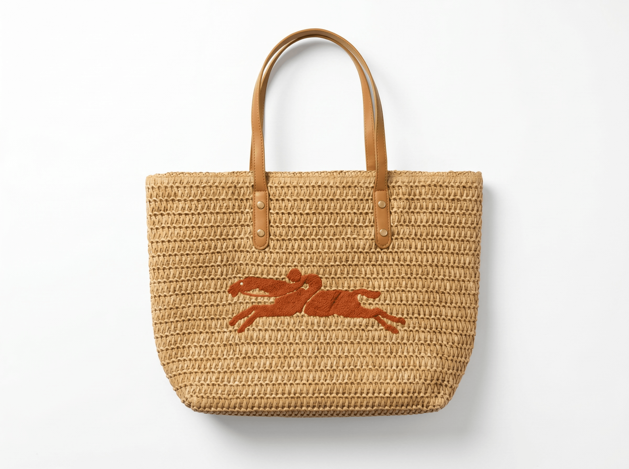 ๐ Coastal Chic Woven Tote Bag โ Camel Embroidered Edition ๐ - MASTERPIECE