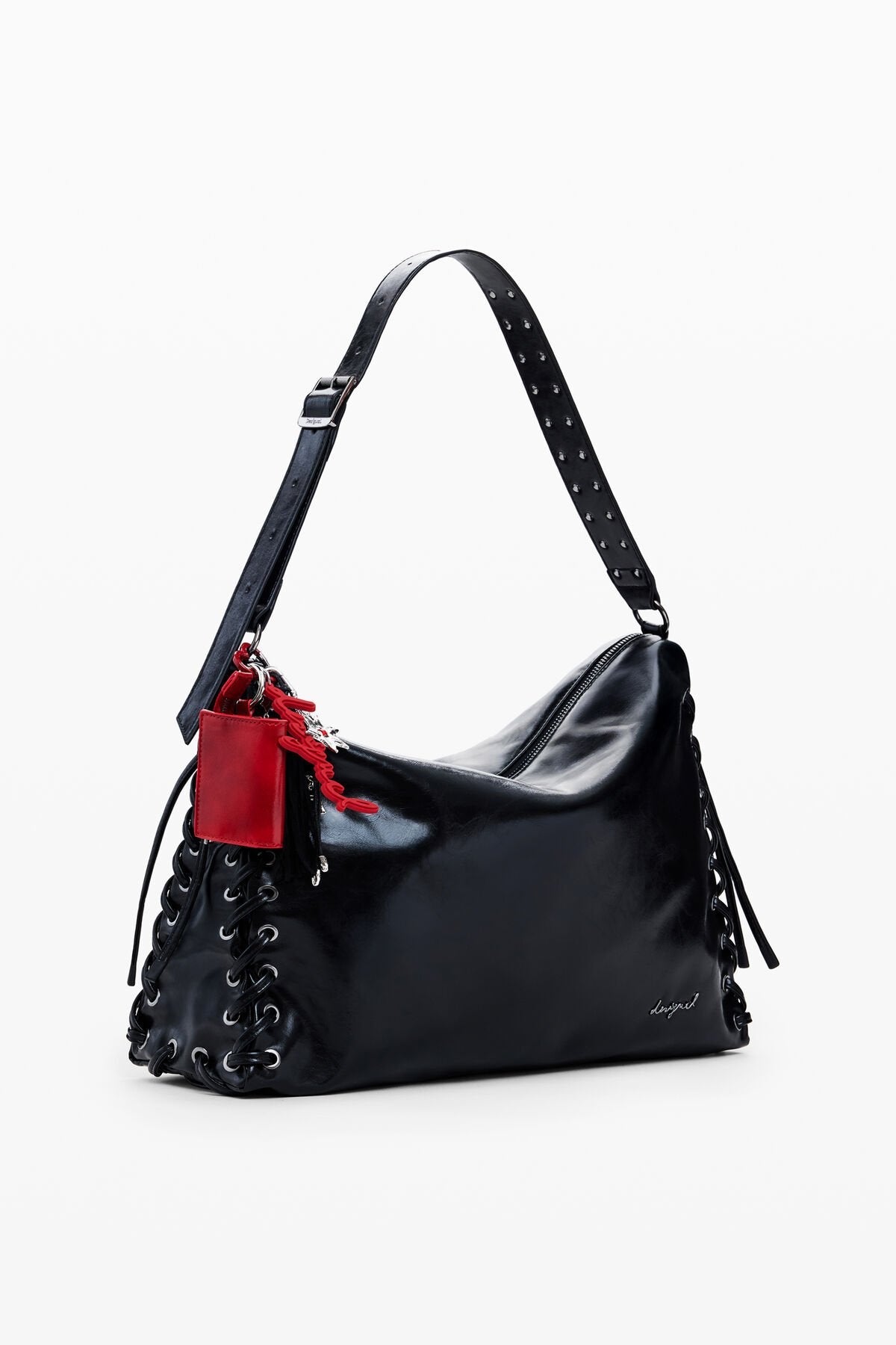 Desigual Black Patent Shoulder Bag – Edgy Luxe Statement 🖤✨ - MASTERPIECE