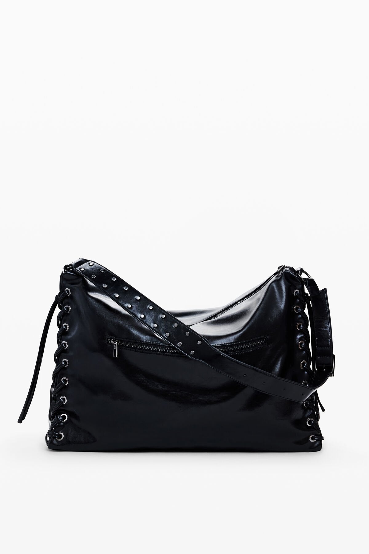 Desigual Black Patent Shoulder Bag – Edgy Luxe Statement 🖤✨ - MASTERPIECE