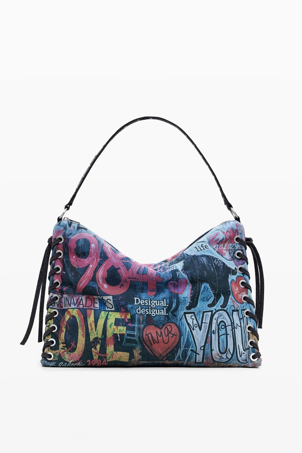 Desigual Graffiti Baguette Shoulder Bag – Urban Art Statement 🎨🖤 - MASTERPIECE