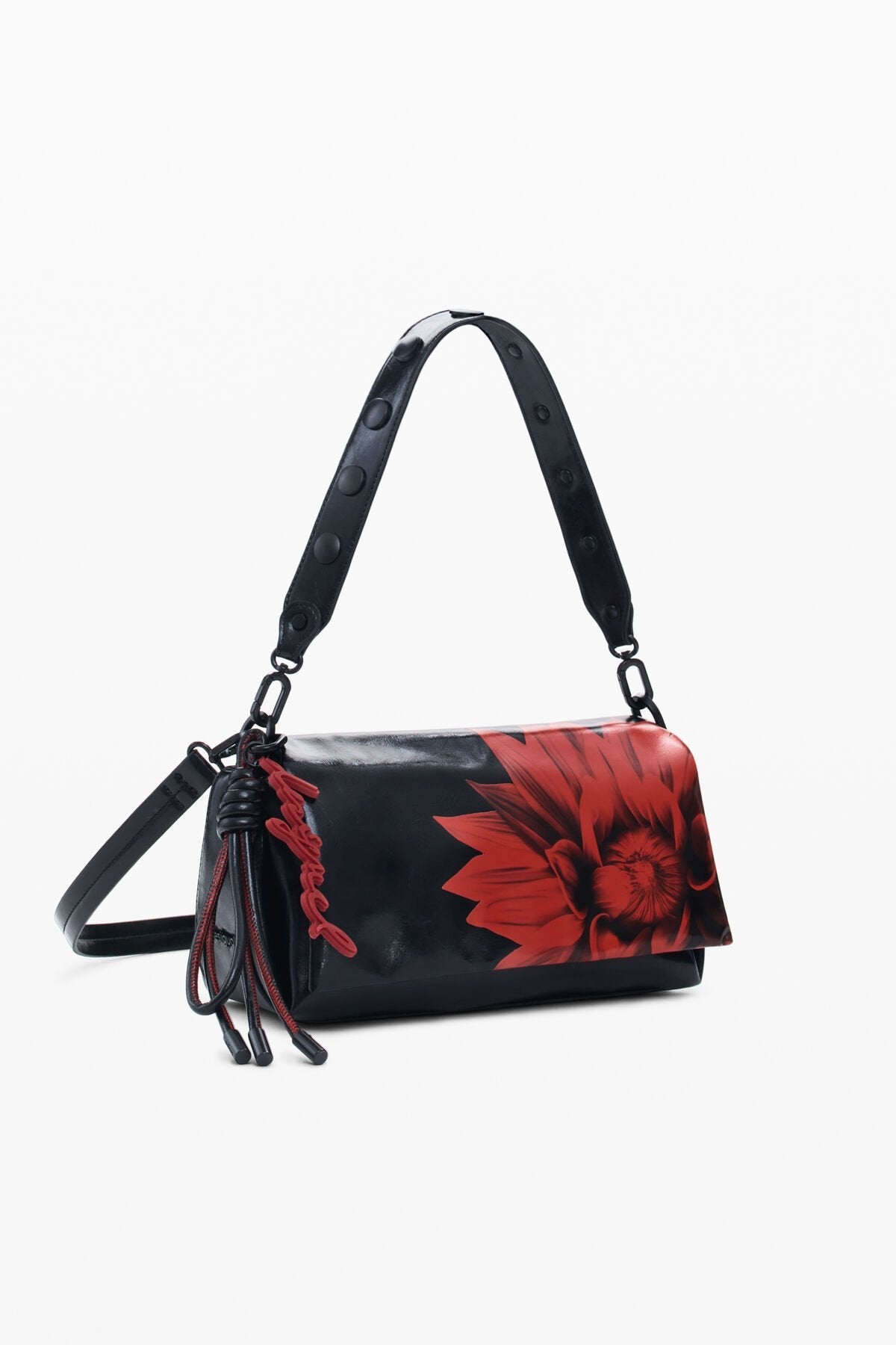 Desigual Red Floral Baguette Shoulder Bag – Chic Statement Piece ❤️🖤 - MASTERPIECE