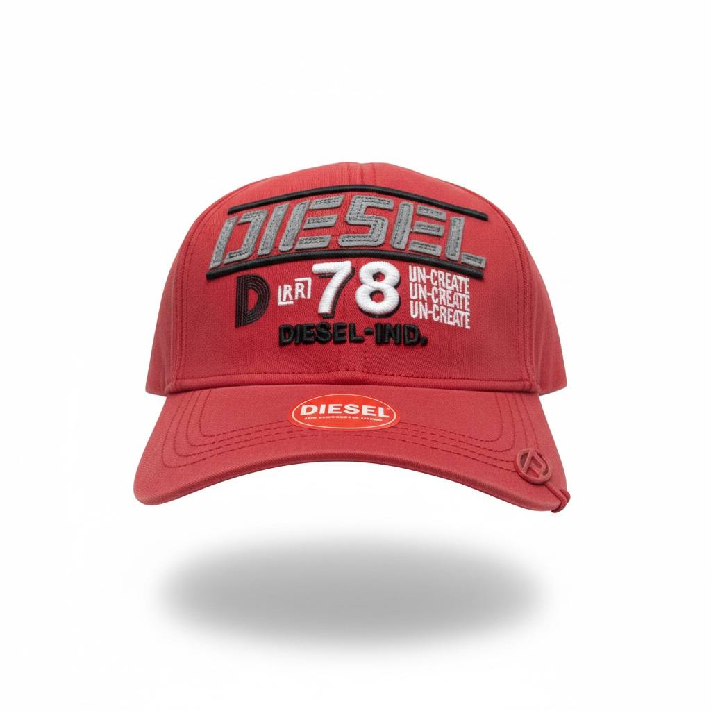 🧢 Diesel D78 Red Cap – Bold Racing Logo Streetwear Style 🔥 - MASTERPIECE