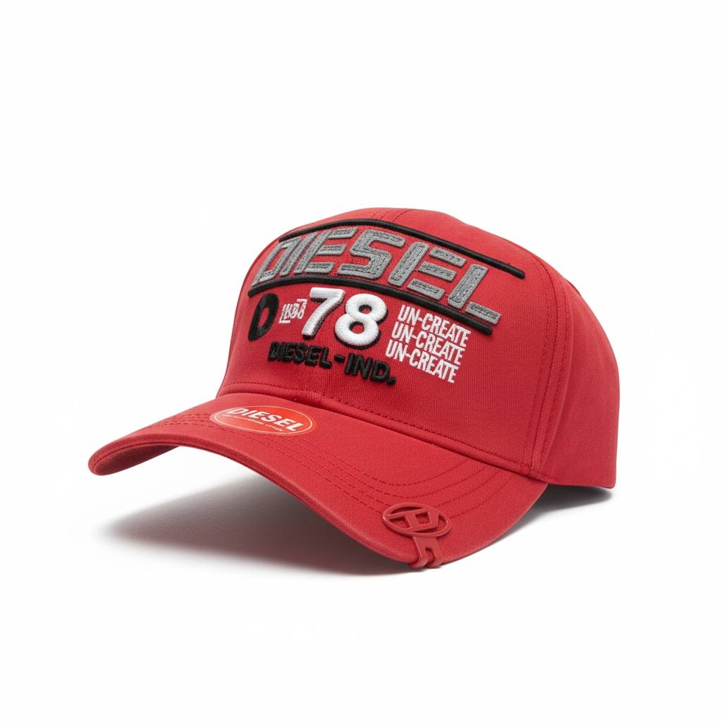 🧢 Diesel D78 Red Cap – Bold Racing Logo Streetwear Style 🔥 - MASTERPIECE