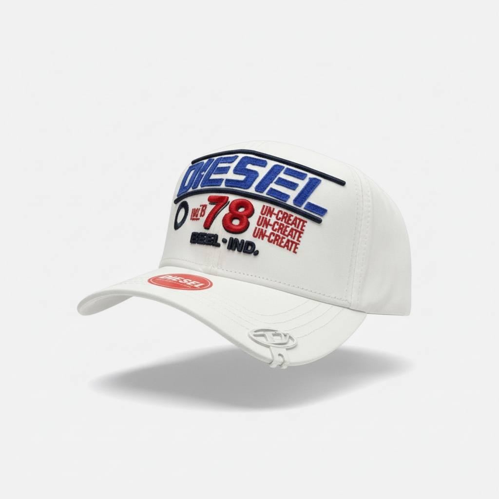 š§¢ Diesel D78 White Cap ā Bold Logo Racing Streetwear Style š„ - MASTERPIECE