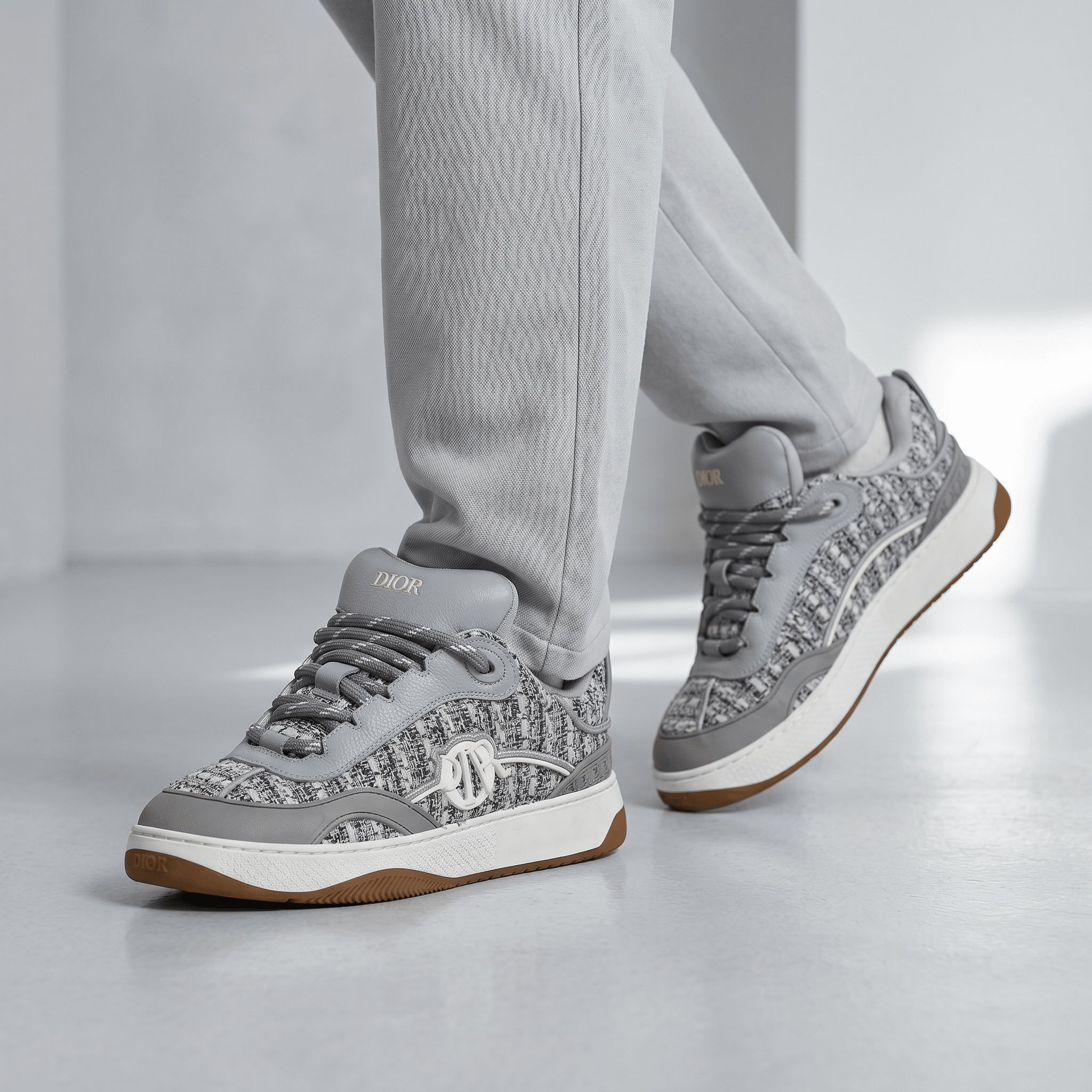 🩶 Dior B27 Grey Tweed Luxury Sneakers 👟✨ - MASTERPIECE