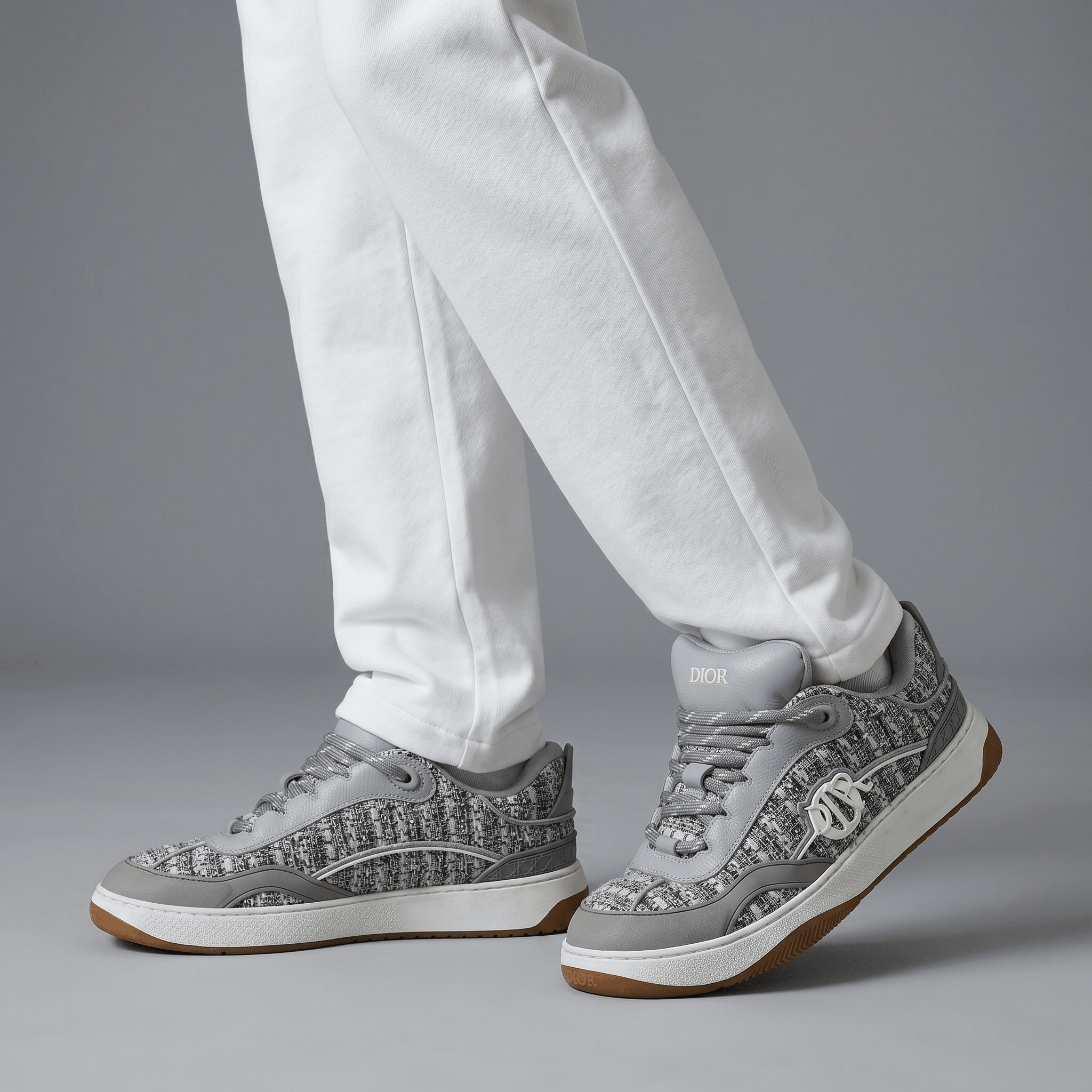 🩶 Dior B27 Grey Tweed Luxury Sneakers 👟✨ - MASTERPIECE