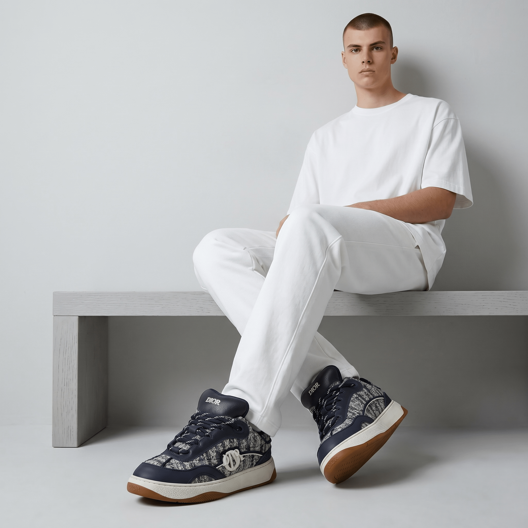 🤍 Dior B27 Tweed Low-Top Sneakers 👟✨ - MASTERPIECE