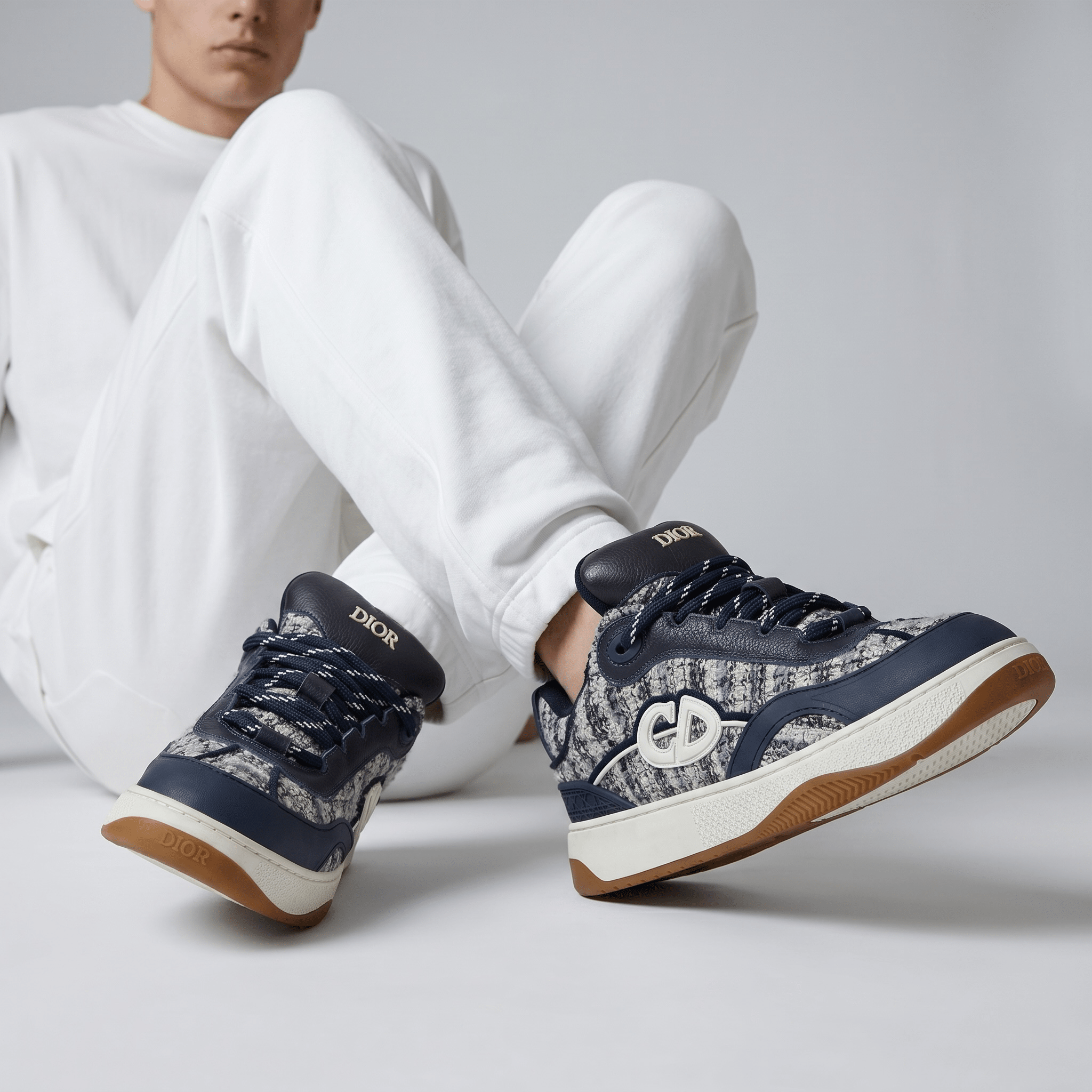 🤍 Dior B27 Tweed Low-Top Sneakers 👟✨ - MASTERPIECE