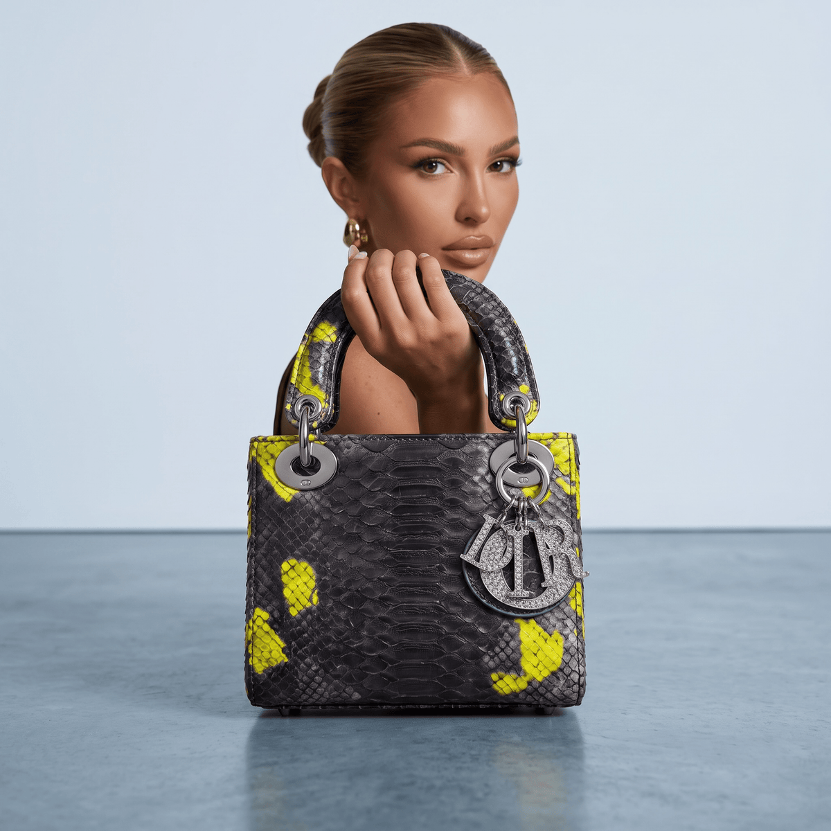 Dior Lady Top-Handle – Grey Yellow Python 👜✨ - MASTERPIECE