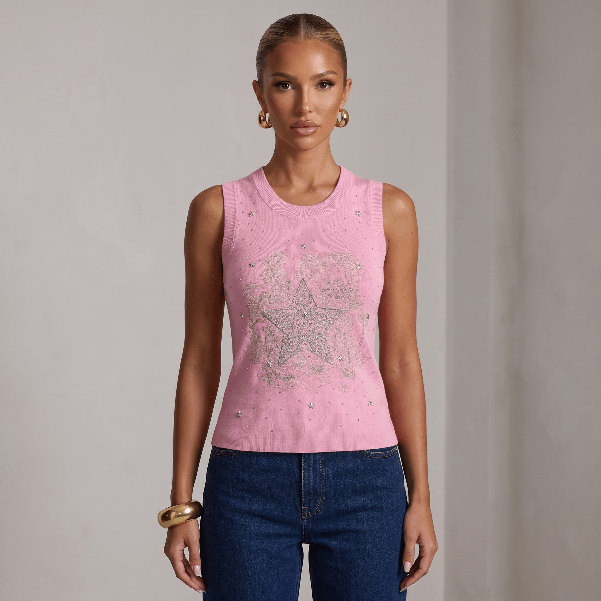 🩷 Dior Lucky Star Pink Sleeveless Knit Top ✨ - MASTERPIECE