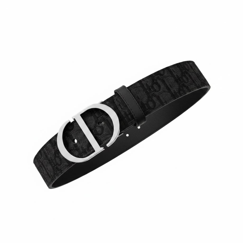 Dior Luxury Oblique Black Belt – Silver CD Buckle 115CM 🖤✨ - MASTERPIECE