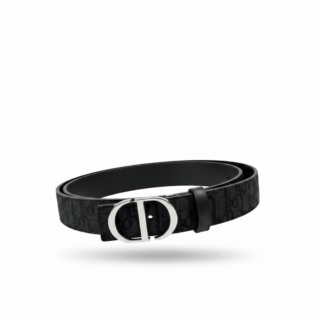 Dior Luxury Oblique Black Belt – Silver CD Buckle 115CM 🖤✨ - MASTERPIECE