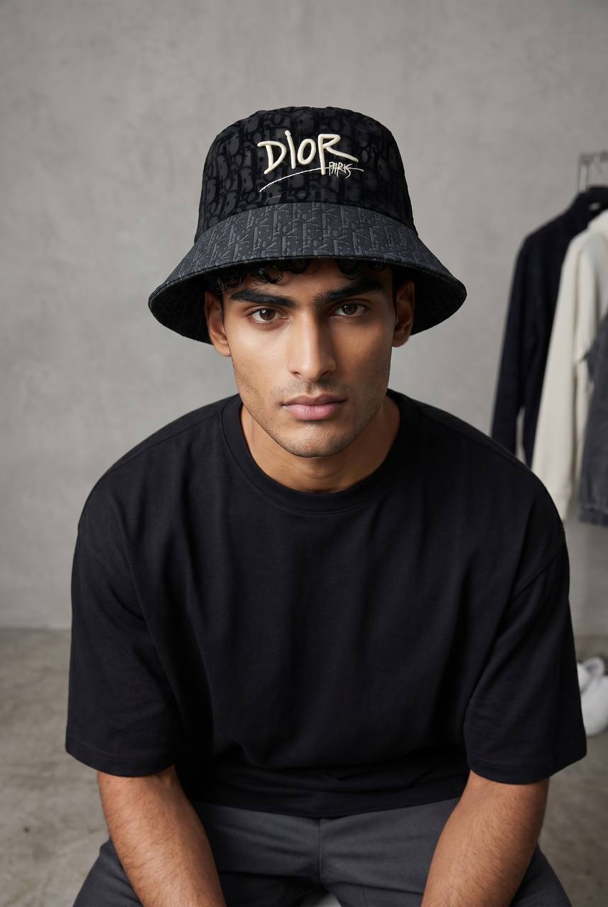 Dior Oblique Bucket Hat – Black Monogram Paris Edition 🧢🖤 - MASTERPIECE