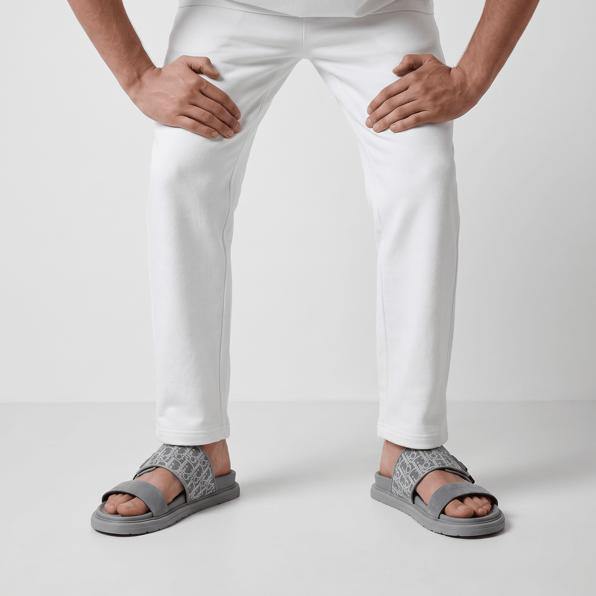 Dior Oblique Grey Slide Sandals – Luxury Designer Summer Slippers ✨🩶 - MASTERPIECE