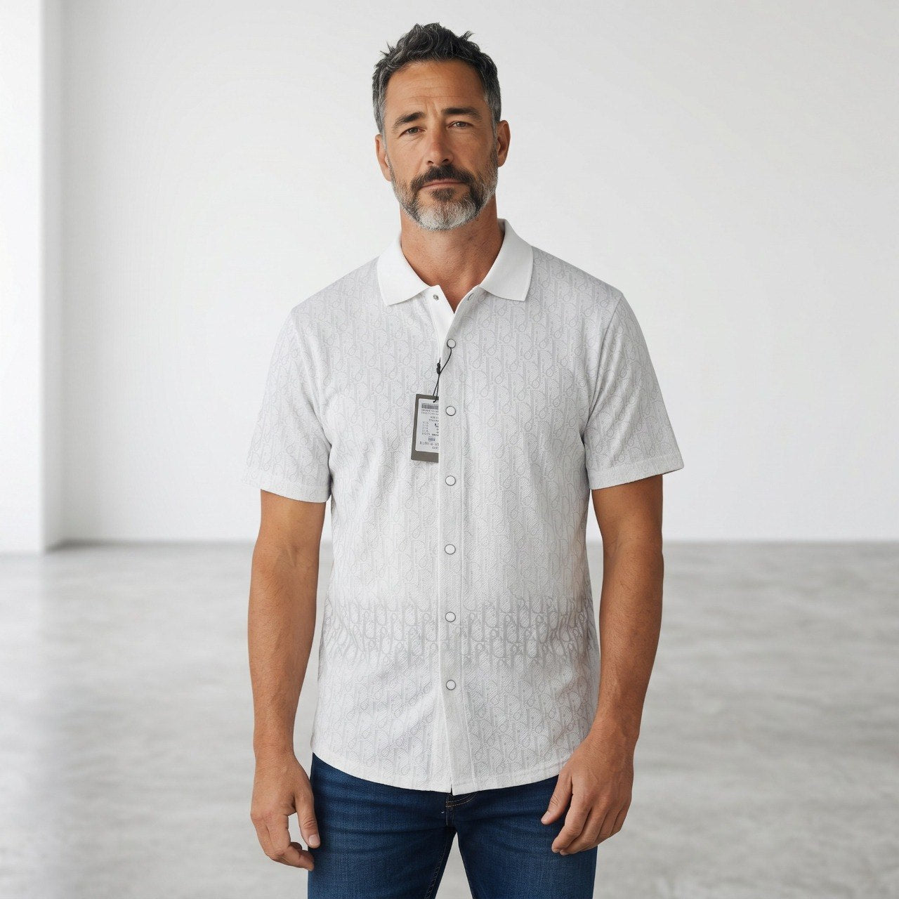 🤍 Dior Oblique Monogram White Short Sleeve Shirt – Signature Luxury Edition - MASTERPIECE