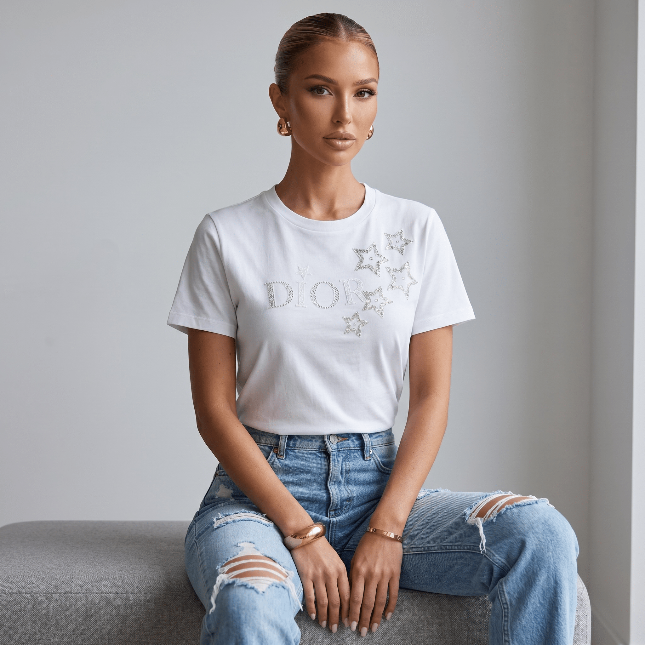 🤍 Dior Star Logo Cotton T-Shirt - MASTERPIECE