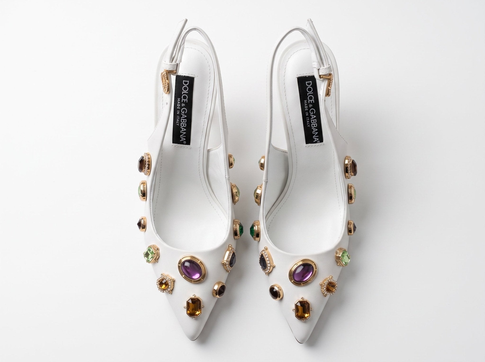 Dolce & Gabbana Jeweled Slingback – White ✨👠 - MASTERPIECE