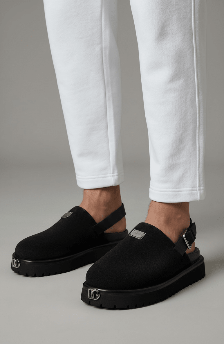 DOLCE & GABBANA Luxury Black Slingback Clogs – DG Logo Statement & Premium Chunky Sole 👟✨ - MASTERPIECE