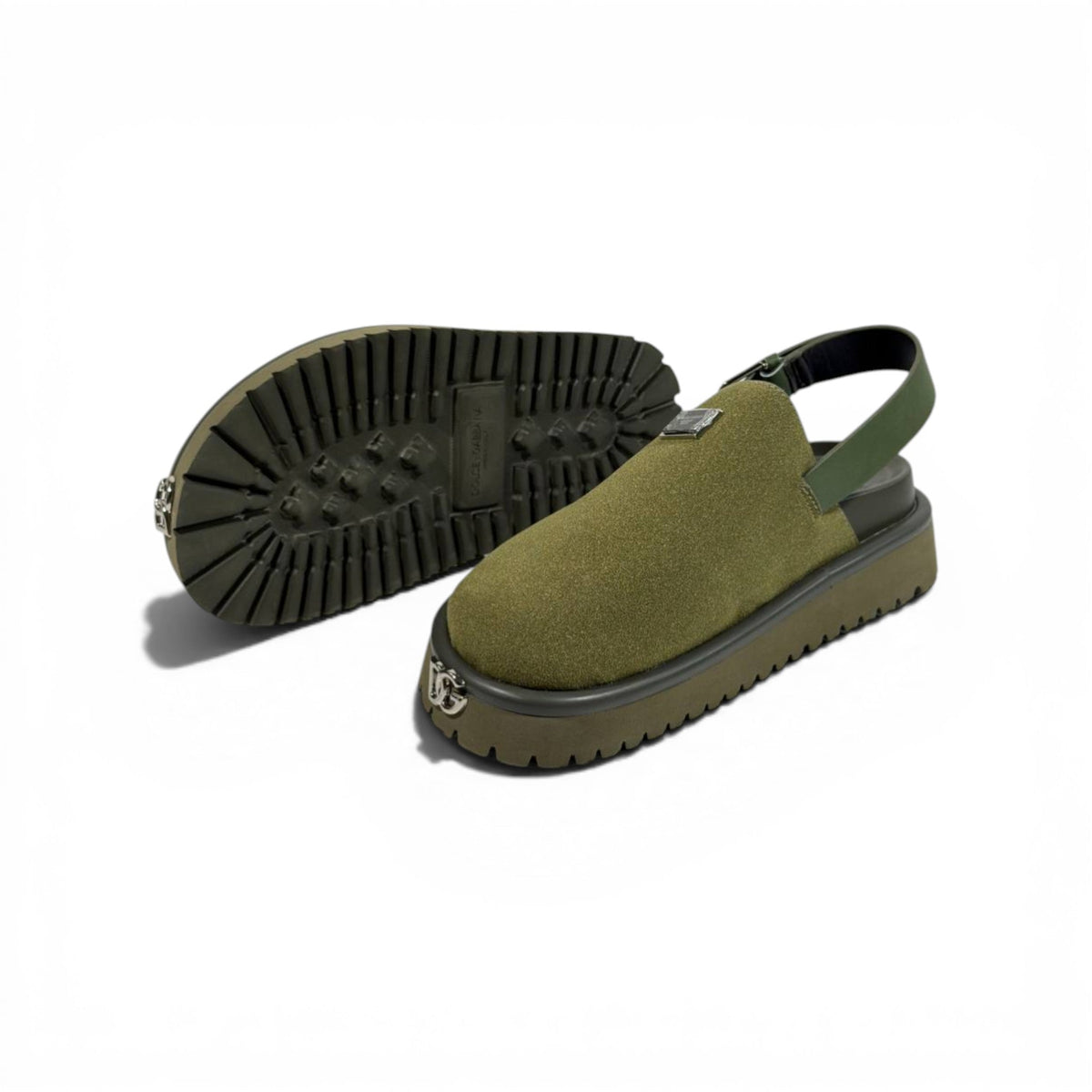 DOLCE & GABBANA Luxury Olive Slingback Clogs – DG Logo Statement & Premium Chunky Sole 👟✨ - MASTERPIECE