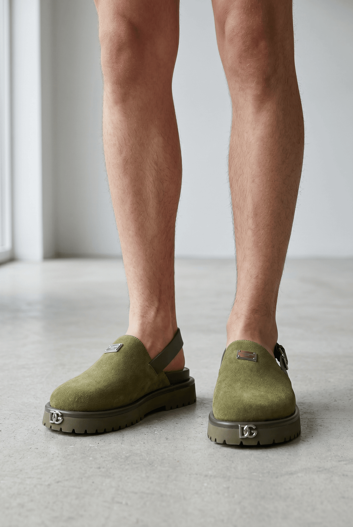 DOLCE & GABBANA Luxury Olive Slingback Clogs – DG Logo Statement & Premium Chunky Sole 👟✨ - MASTERPIECE