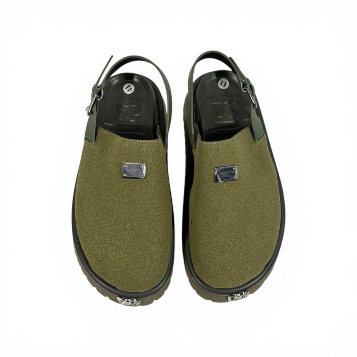 DOLCE & GABBANA Luxury Olive Slingback Clogs – DG Logo Statement & Premium Chunky Sole 👟✨ - MASTERPIECE