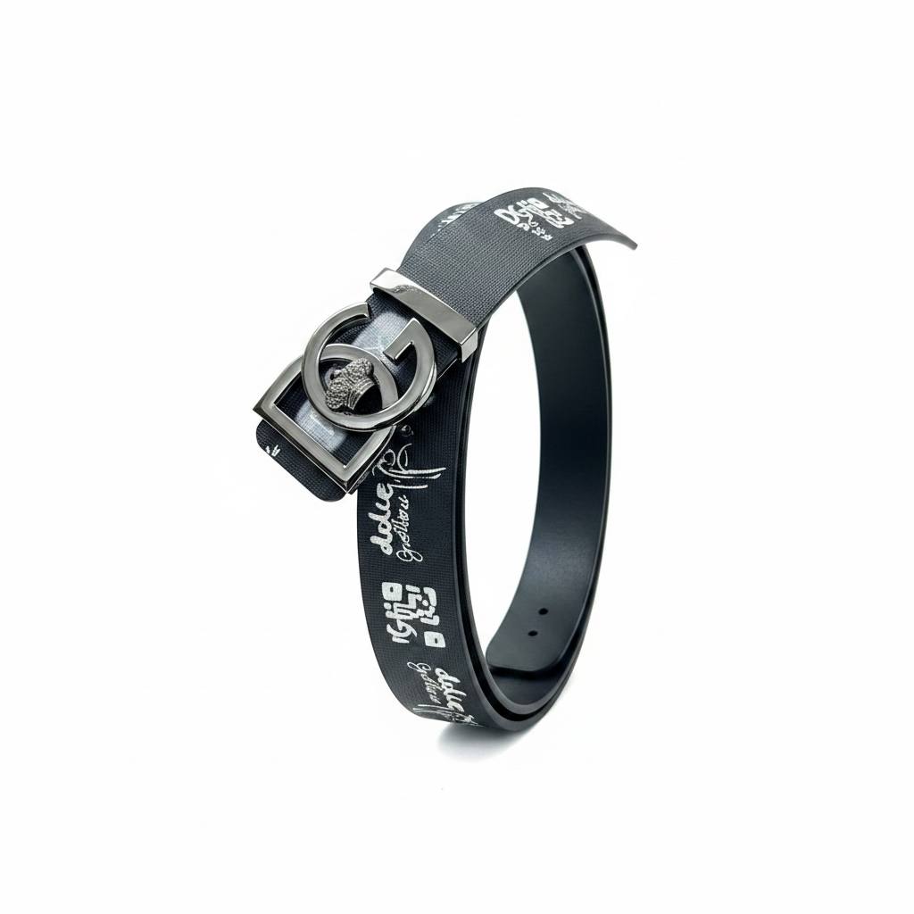 Dolce & Gabbana Premium Black Designer Belt – DG Crown Buckle 120CM 🖤👑 - MASTERPIECE