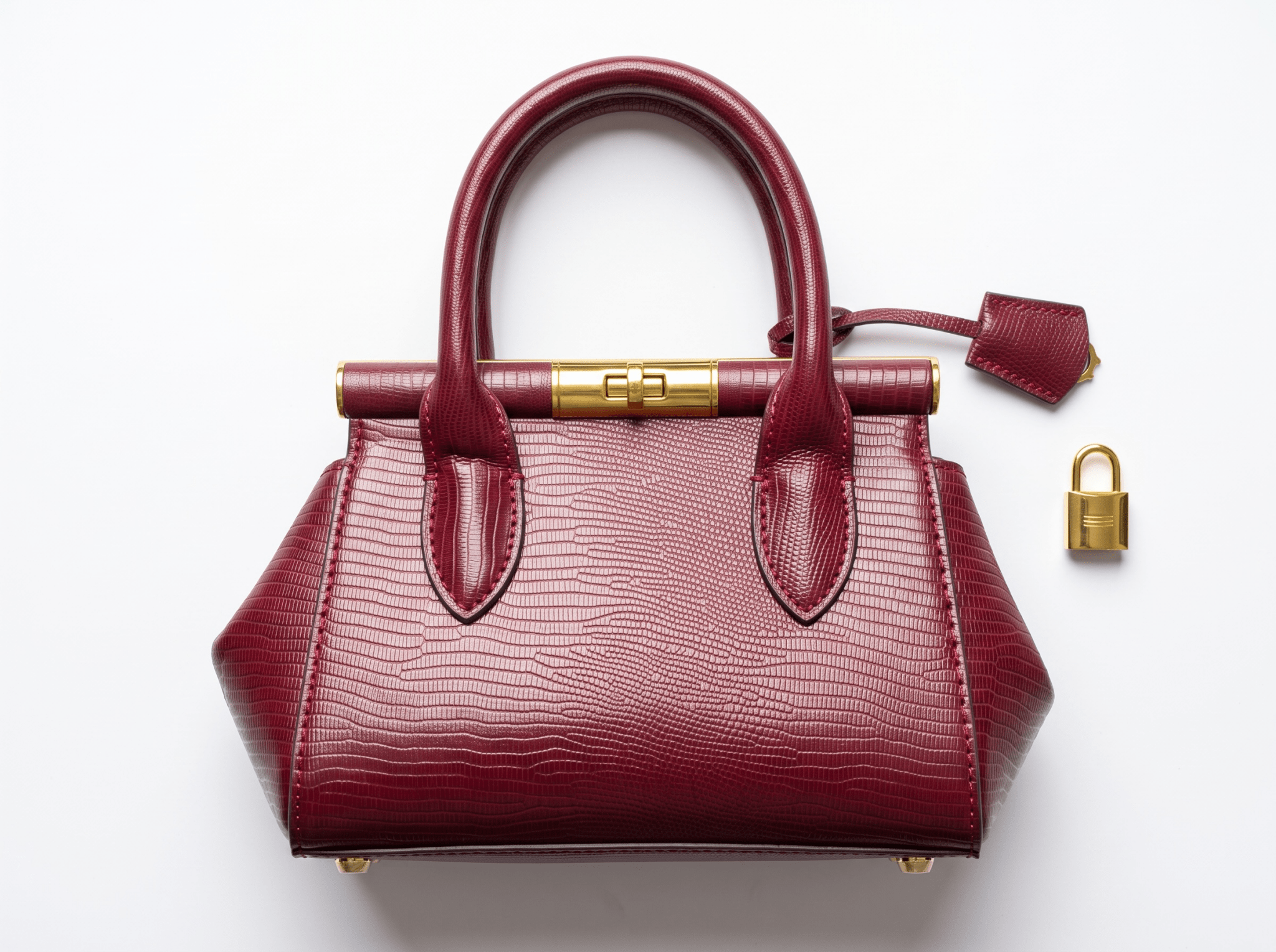 ❤️ Dolce & Gabbana Sicily Lizard-Embossed Top Handle Bag – Burgundy - MASTERPIECE