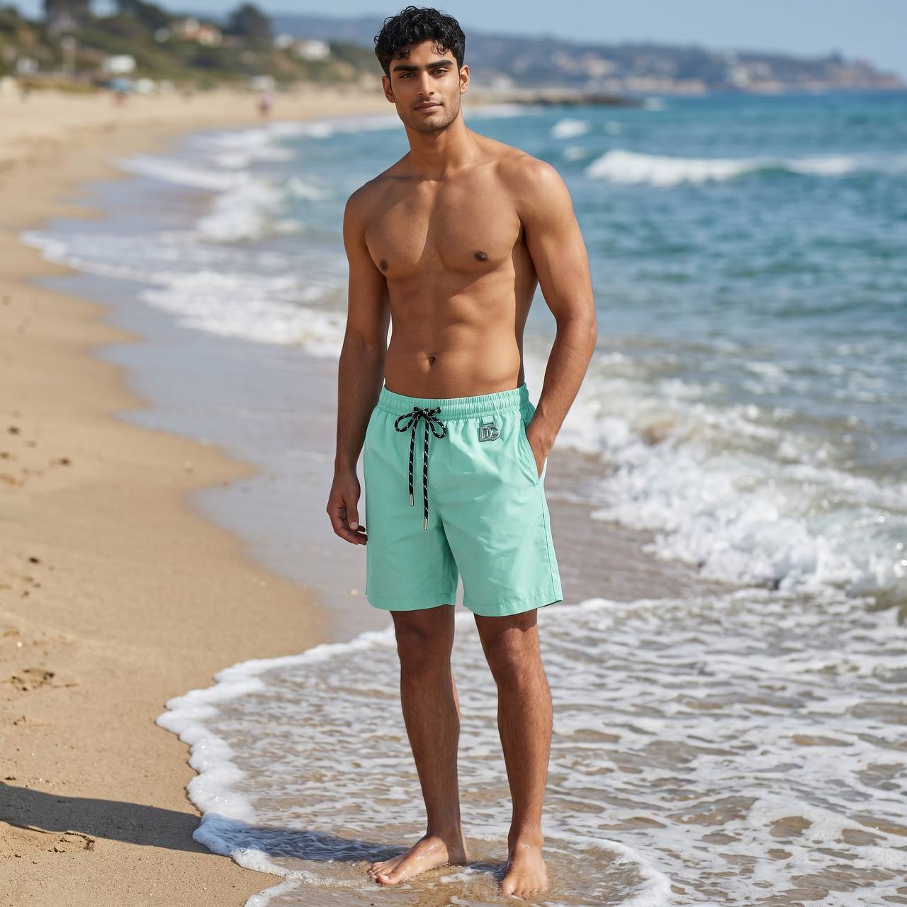Dolce & Gabbana Swim Shorts 💚 | Mint Green Luxury Beach Shorts - MASTERPIECE