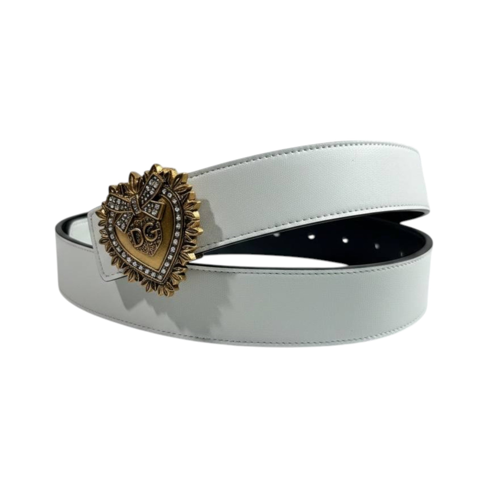 Dolce & Gabbana White Crystal Heart Belt 115CM – Luxury Statement Piece 🤍✨ - MASTERPIECE