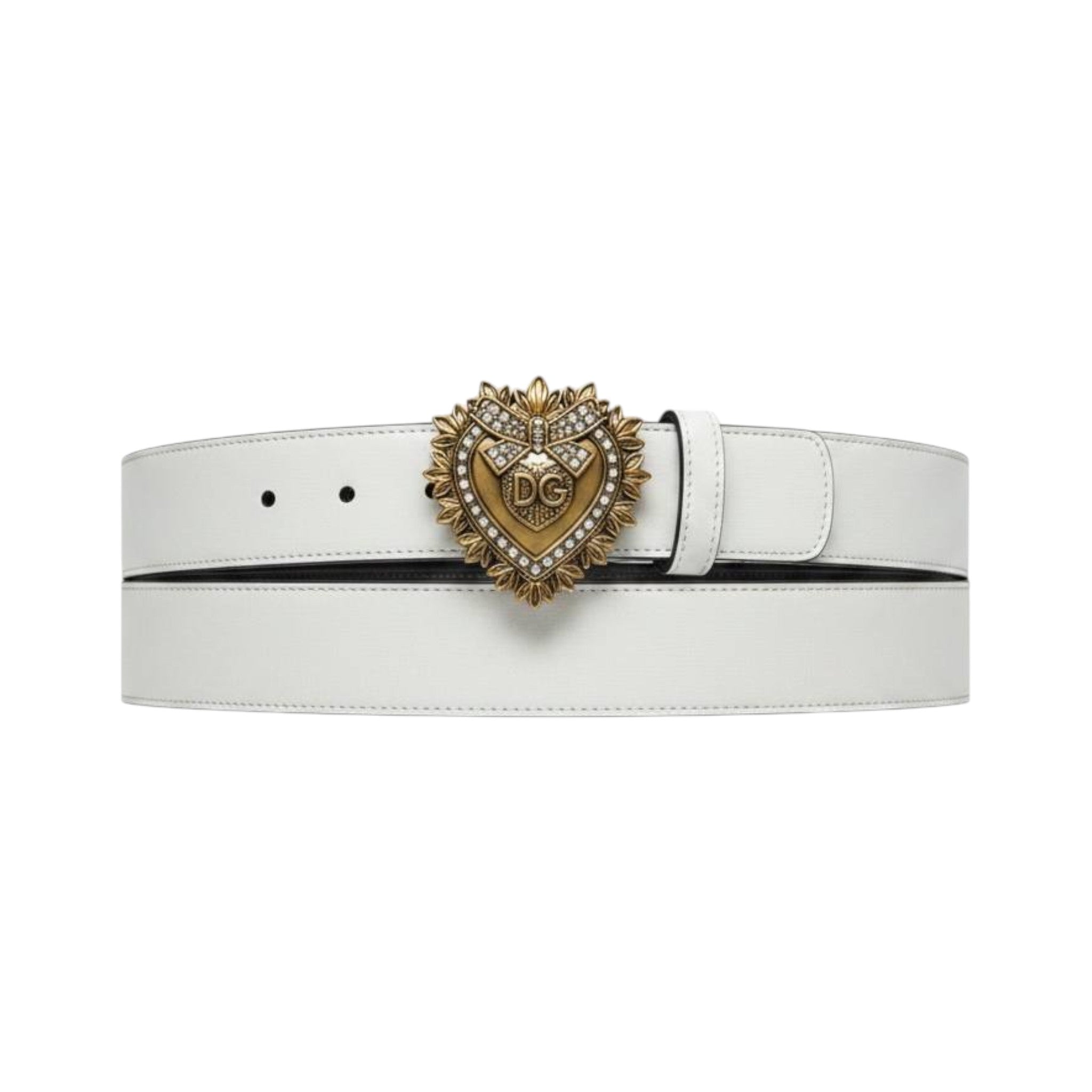 Dolce & Gabbana White Crystal Heart Belt 115CM – Luxury Statement Piece 🤍✨ - MASTERPIECE