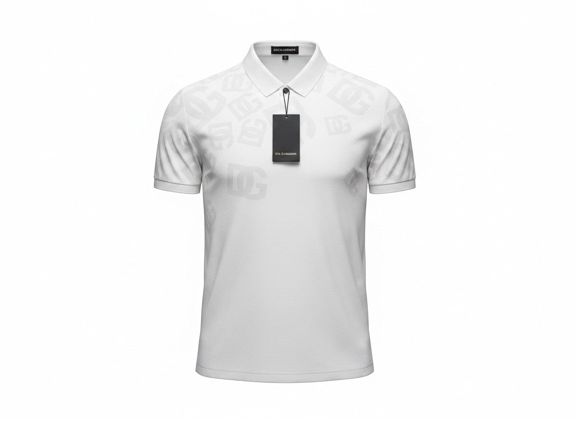 Dolce & Gabbana White Polo Shirt 🤍✨ Monogram Print Edition - MASTERPIECE