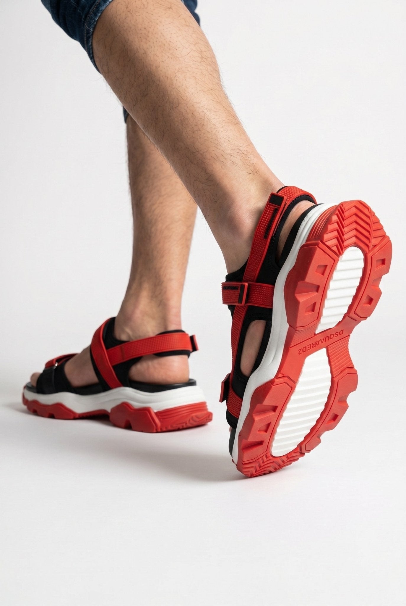 Dsquared2 Red & Black Sport Strap Sandals - MASTERPIECE