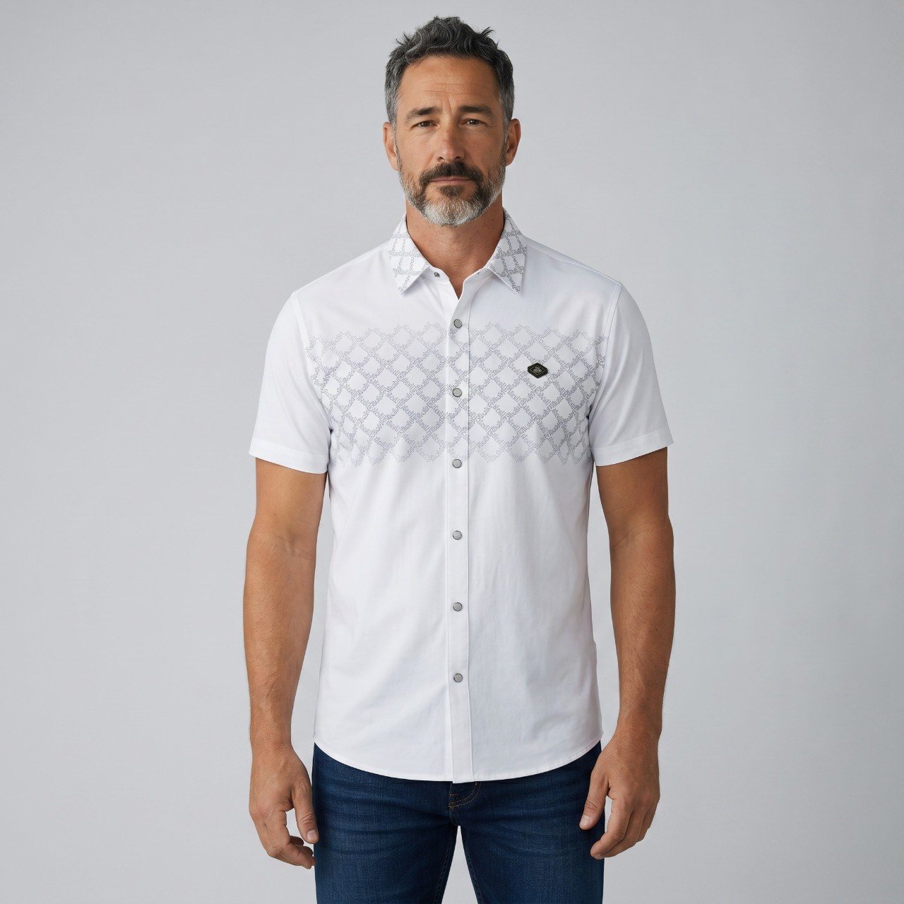 🤍 Dunhill Signature Pattern Short Sleeve Shirt – Refined British Luxury - MASTERPIECE