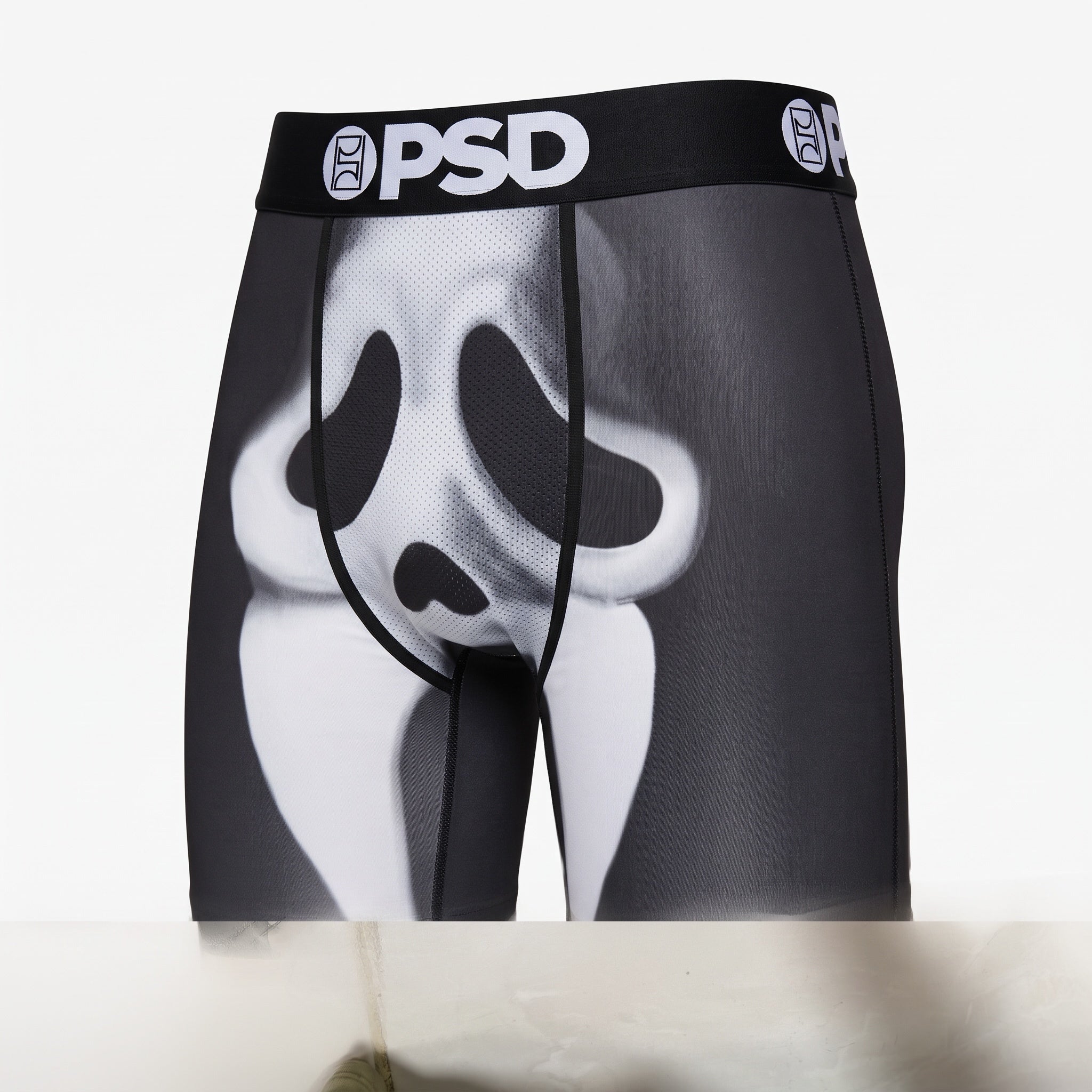 PSD black and grey skull print boxer briefs with branded waistband