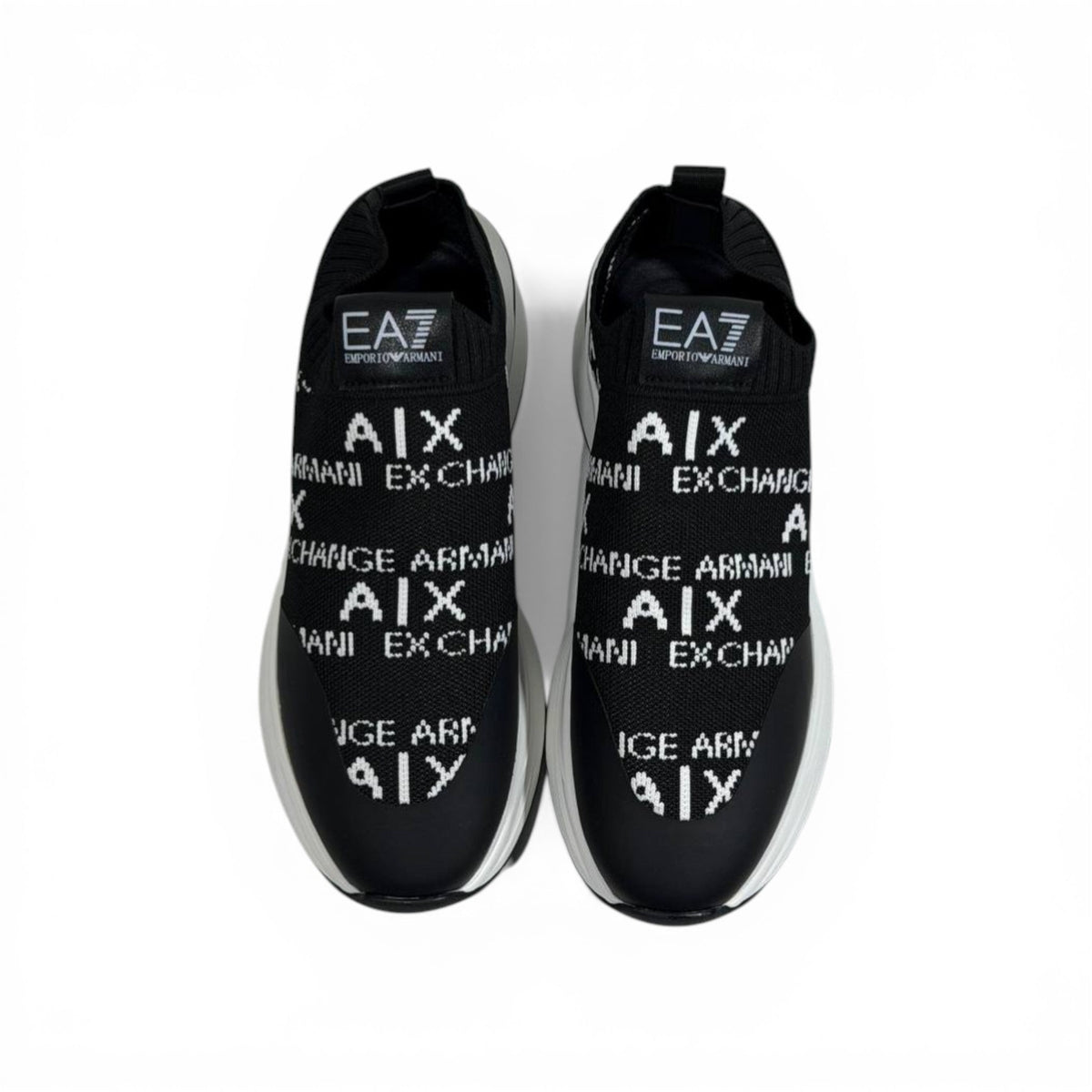 EA7 Armani Exchange-Inspired Slip-On Sneakers – Black Knit Comfort 🖤👟 - MASTERPIECE