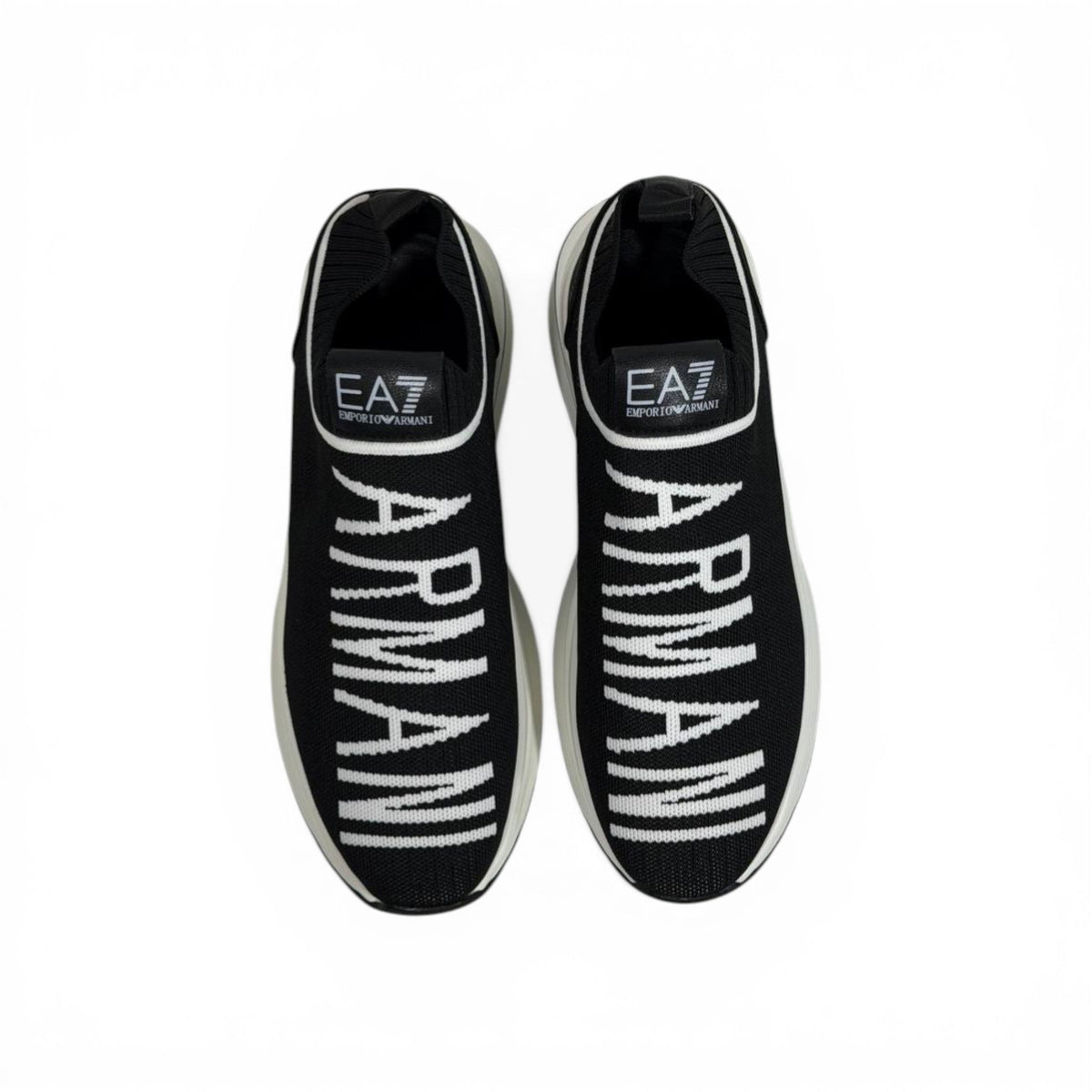 EA7 Armani Exchange-Inspired Slip-On Sneakers – Bold Logo Black Edition 🖤🔥 - MASTERPIECE