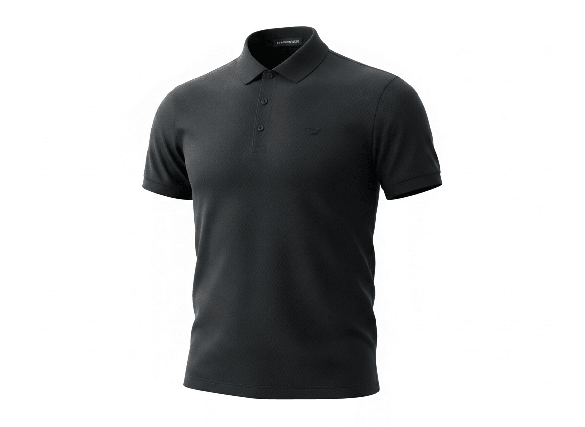 Emporio Armani Black Textured Polo Shirt 🖤✨ Sleek Luxury Essential - MASTERPIECE
