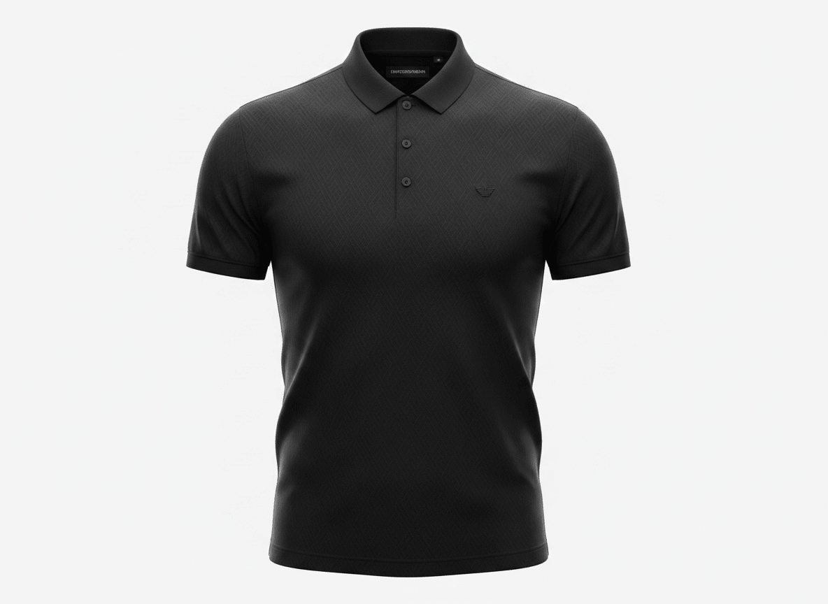 Emporio Armani Black Textured Polo Shirt 🖤✨ Sleek Luxury Essential - MASTERPIECE