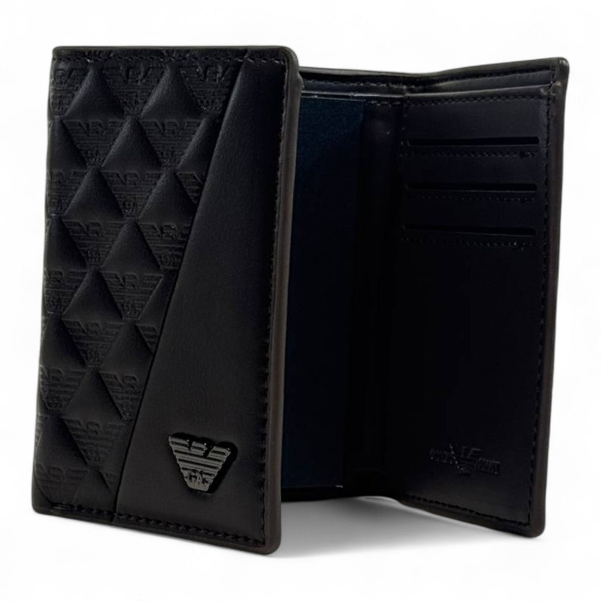 Emporio Armani Dual-Texture Trifold Wallet — Coffee & Brown - MASTERPIECE