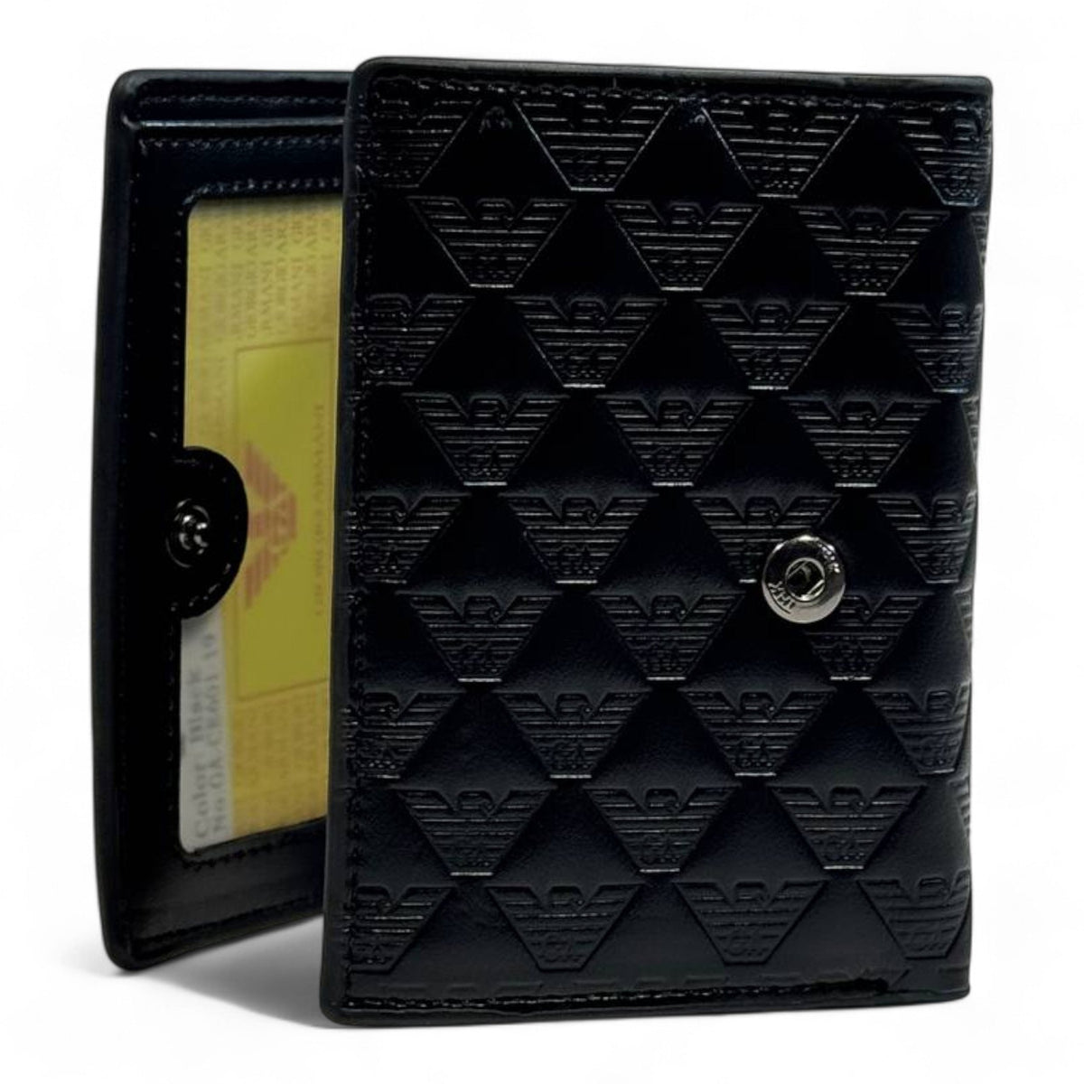 Emporio Armani Dual-Texture Trifold Wallet — Jet Black - MASTERPIECE