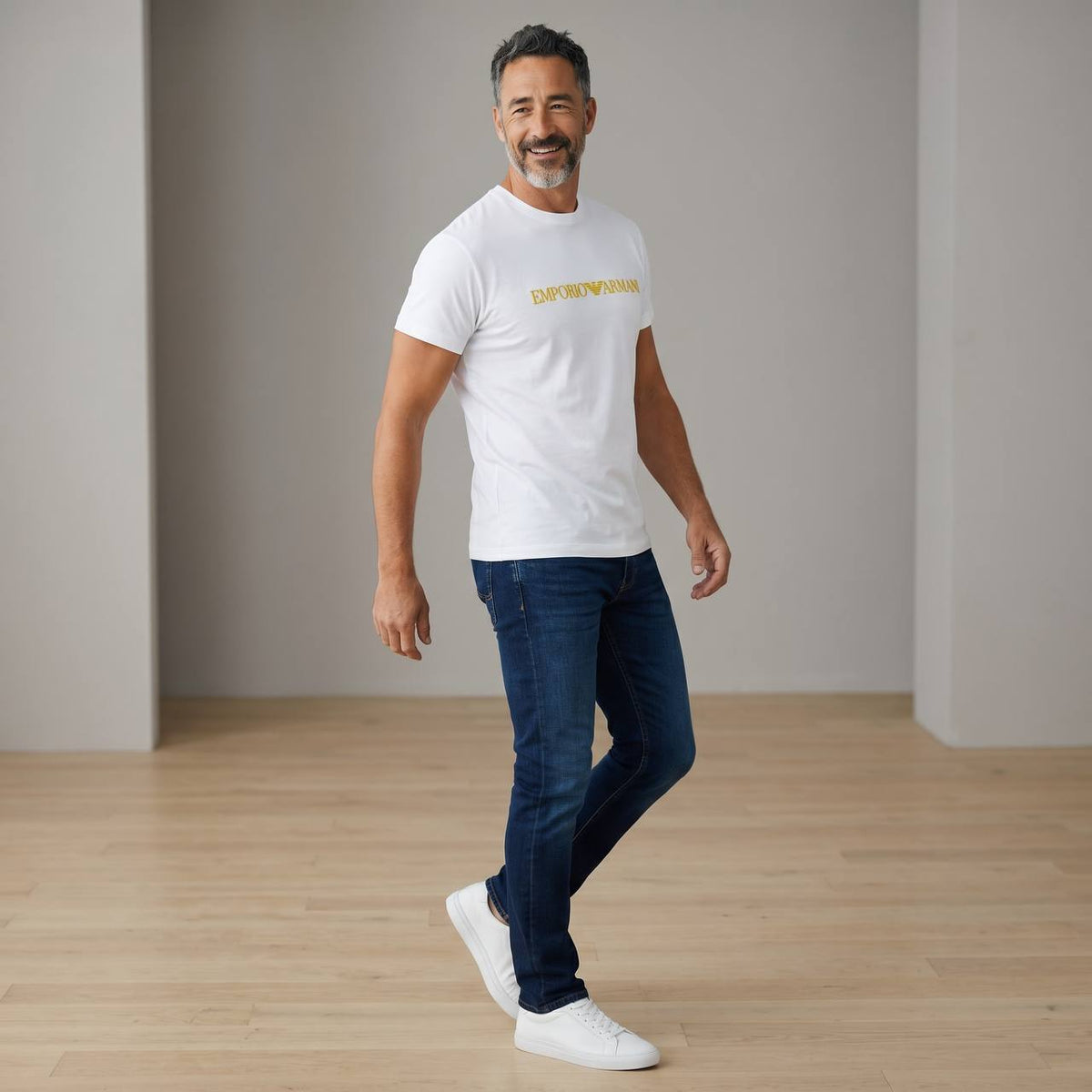 Emporio Armani Gold Signature T-Shirt – Pure White ✨🤍 - MASTERPIECE