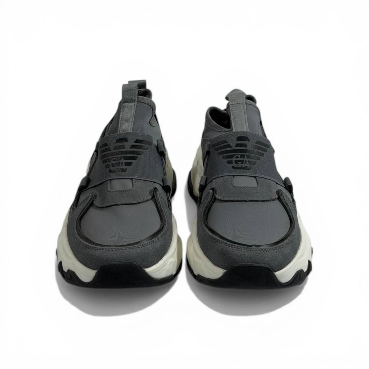 EMPORIO ARMANI Grey Slip-On Sneakers 👟✨ | Minimal Luxury Comfort & Modern Fit - MASTERPIECE