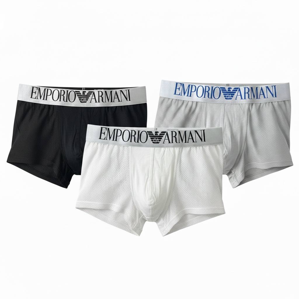 Emporio Armani Mesh 3 - Pack Boxer Briefs ✨ Premium Men’s Comfort Underwear Set - MASTERPIECE