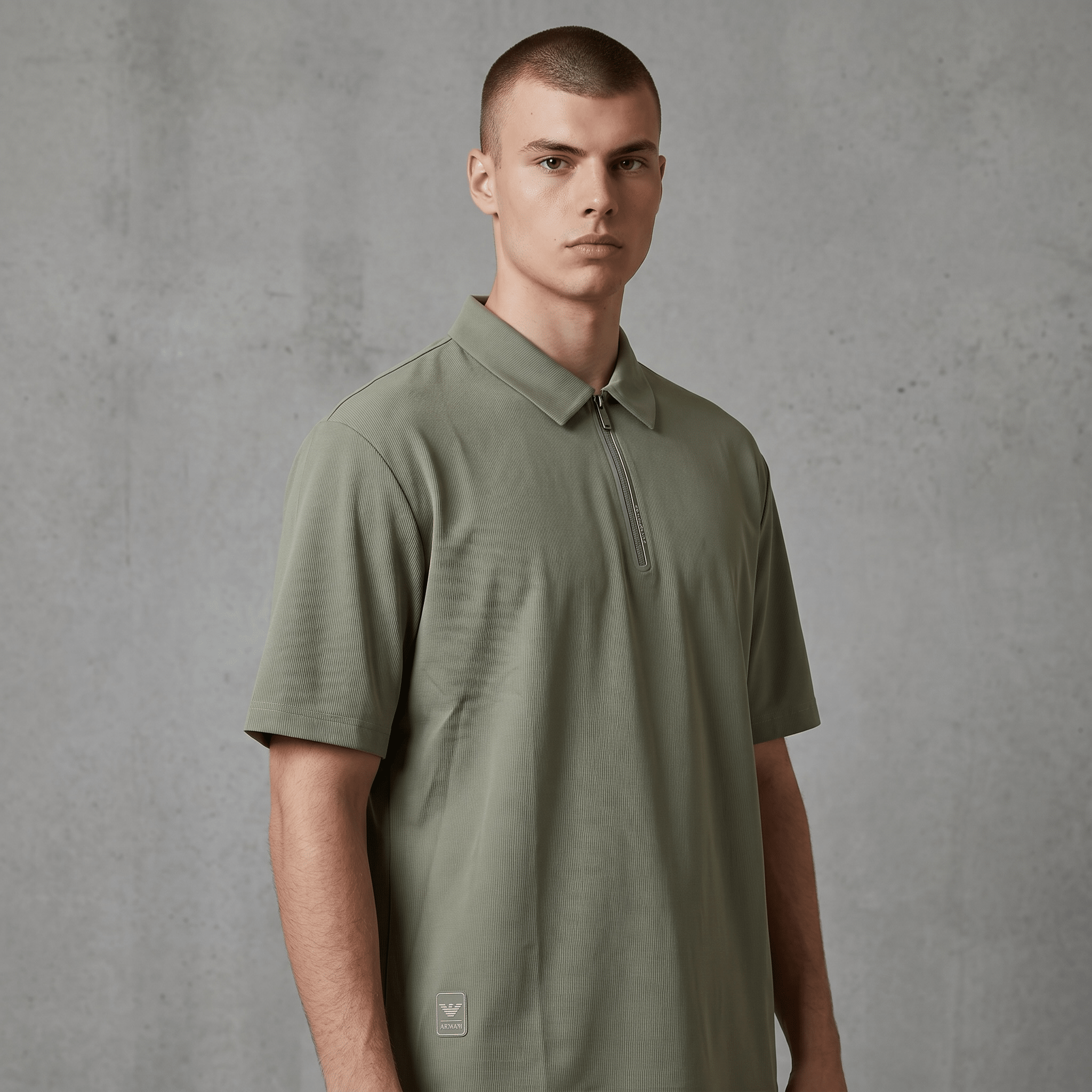 🫒✨ Emporio Armani Olive Half-Zip Polo Shirt – Luxury Minimal Edition 👔🔥 - MASTERPIECE