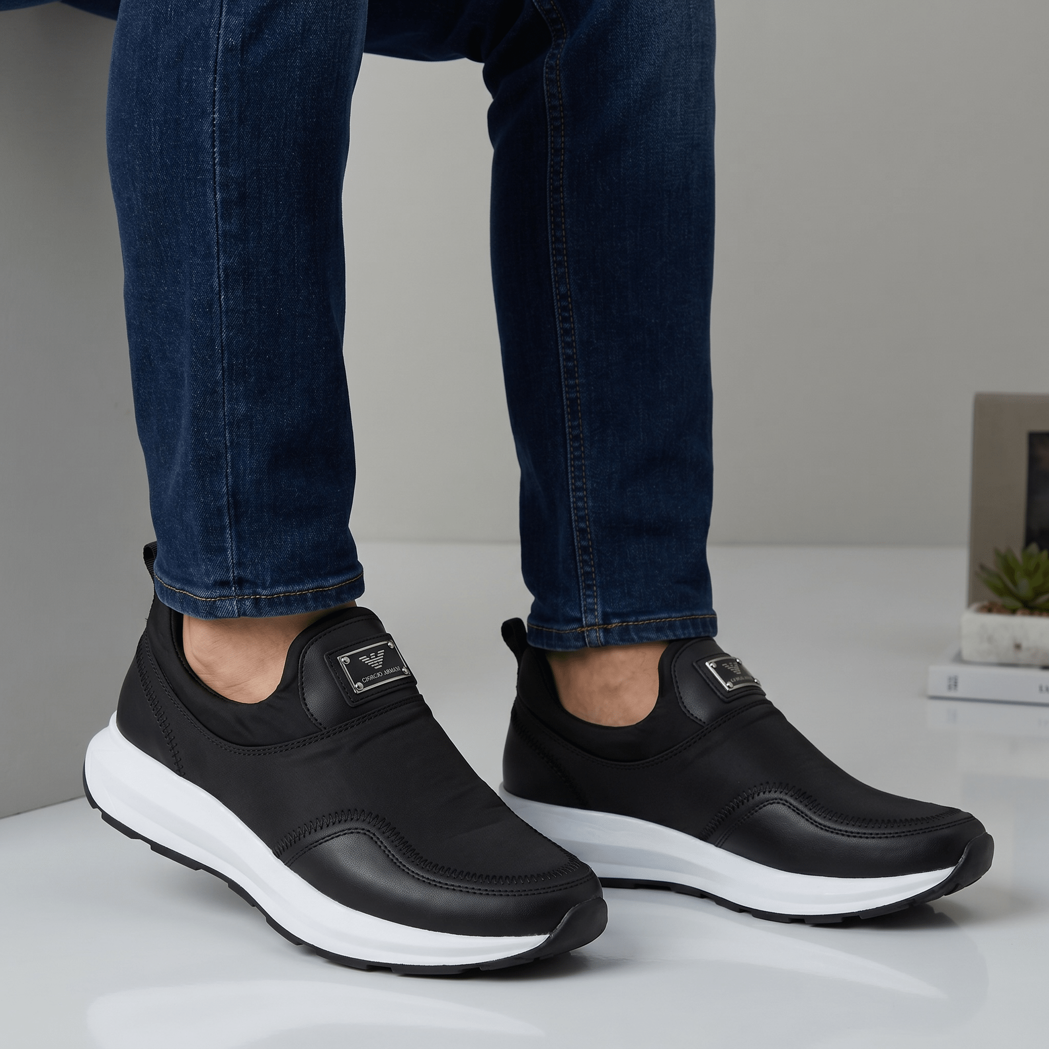 Emporio Armani Slip-On Performance Sneakers ⚫⚪ - MASTERPIECE