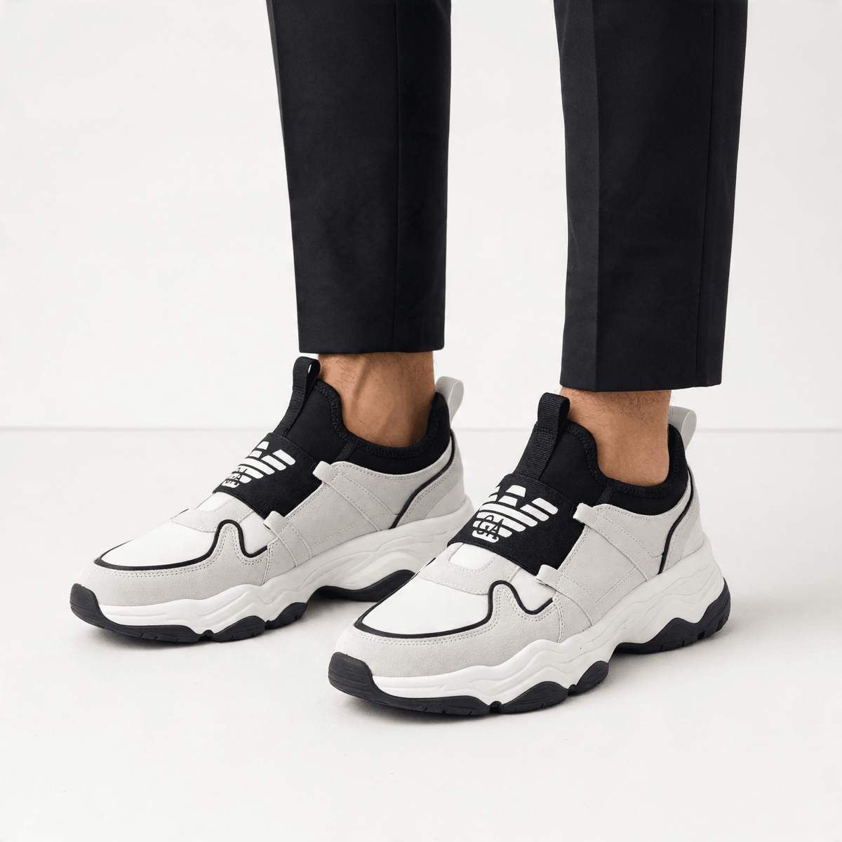Emporio Armani Two-Tone Chunky Sneakers - MASTERPIECE
