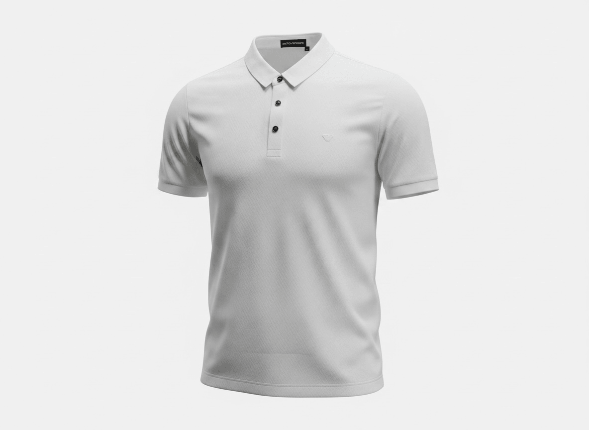 Emporio Armani White Textured Polo Shirt 🤍✨ Premium Signature Fit - MASTERPIECE