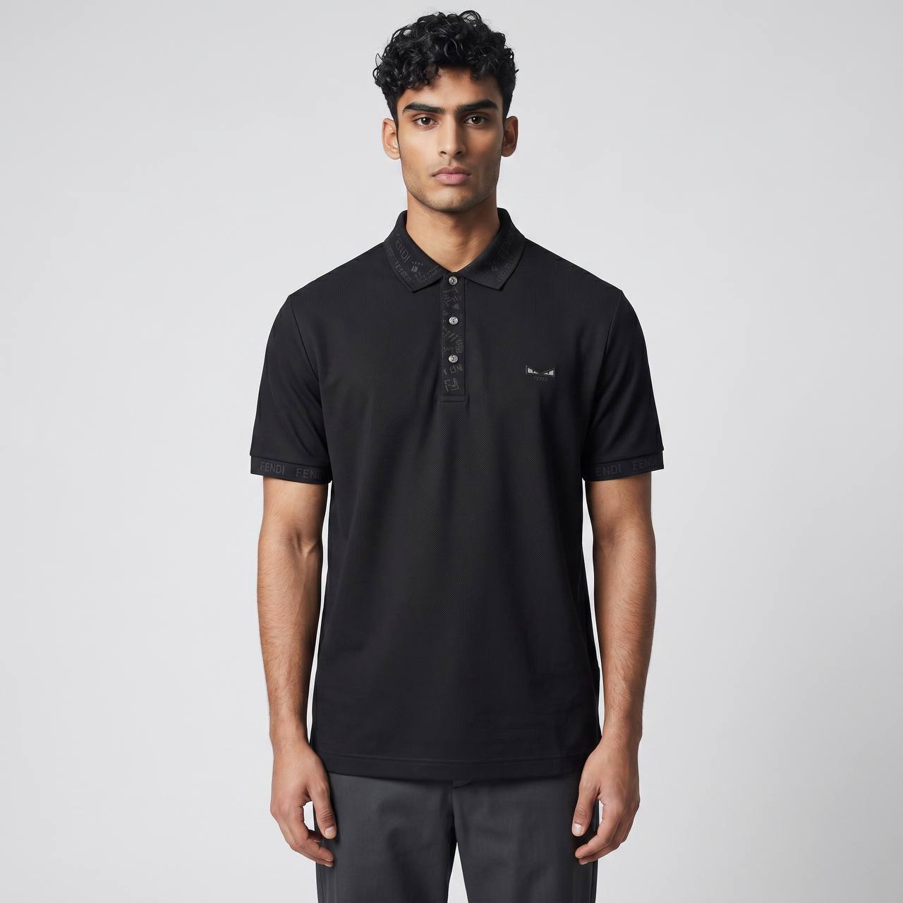 🖤 Fendi Black Polo Shirt – Sleek Minimal Luxury Essential 👕✨ - MASTERPIECE