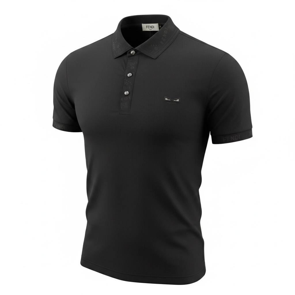 🖤 Fendi Black Polo Shirt – Sleek Minimal Luxury Essential 👕✨ - MASTERPIECE